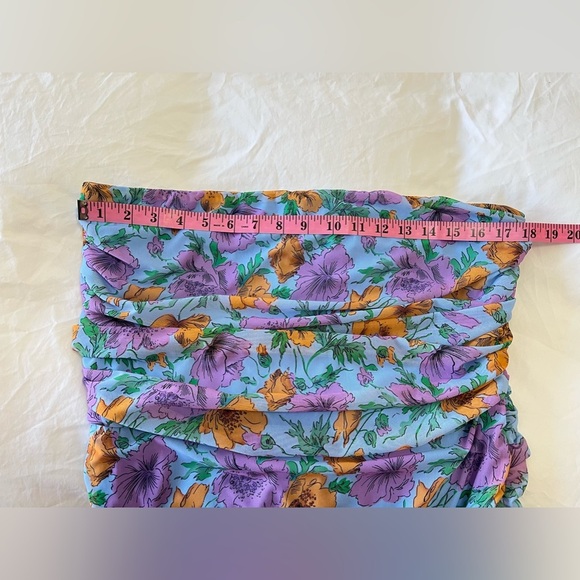 Veronica Beard | SZ 14 | Lake Blue Quiana Floral Strapless Ruched Midi Dress NWT - Picture 4 of 12